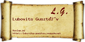 Lubovits Gusztáv névjegykártya